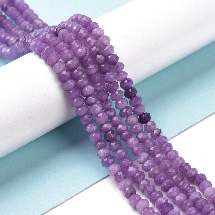 Tira de jade rondel facetado de 4 mm para joyería