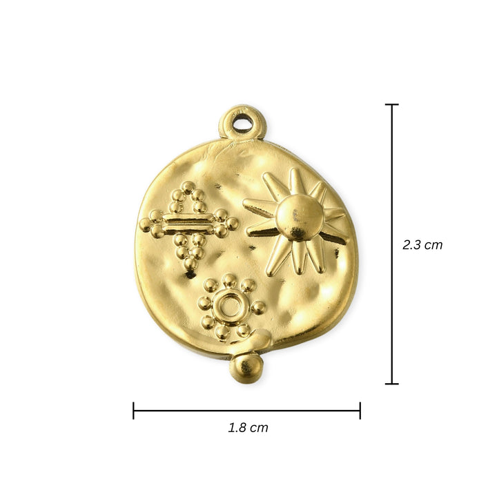 Medidas para Dije de sol circular de acero inoxidable