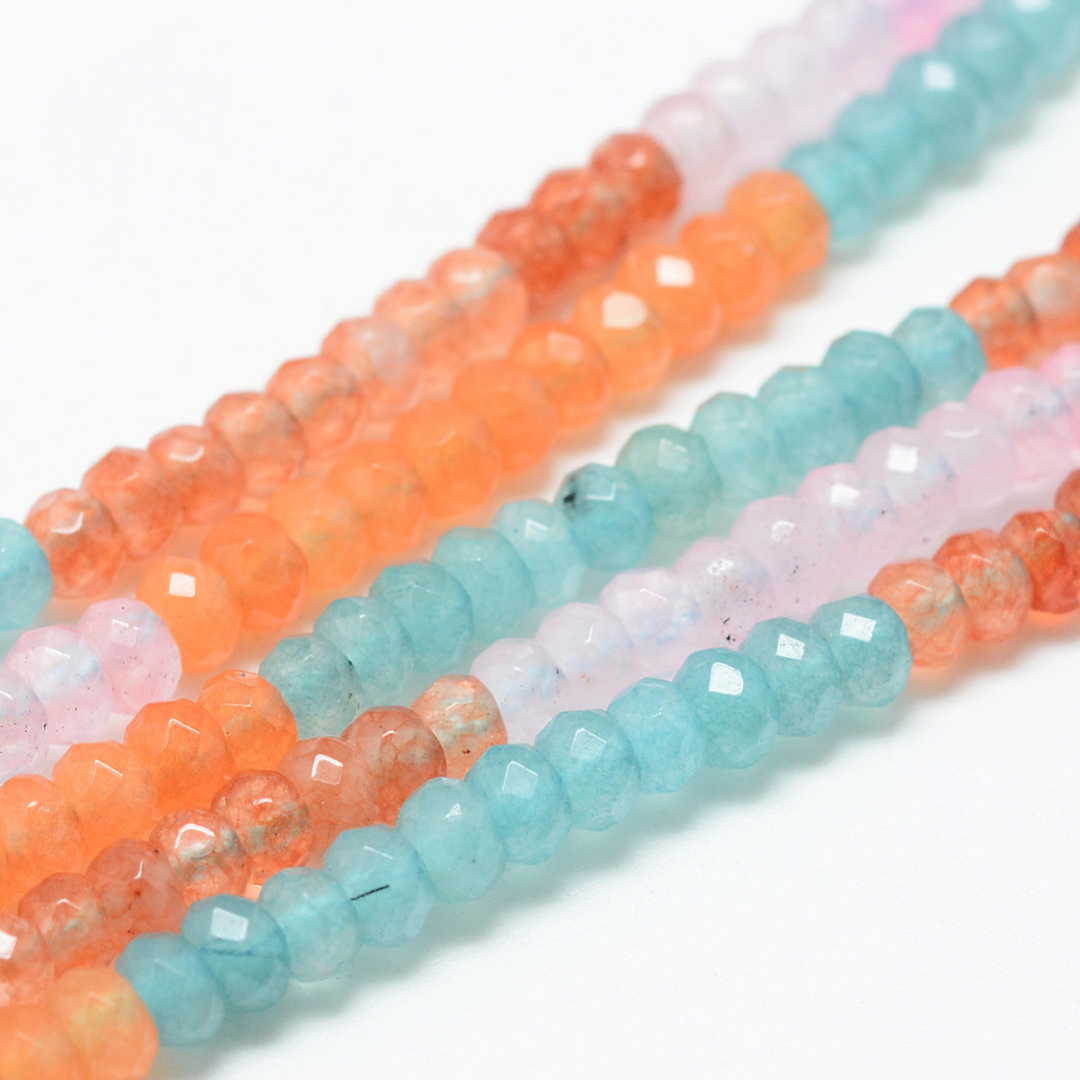 Tira de cuentas de jade natural rondel de 4 mm para joyería
