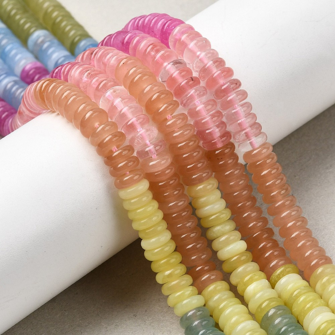 Detalles de Tira de cuarzo cherry, jade blanco teñido y aventurina verde para joyería