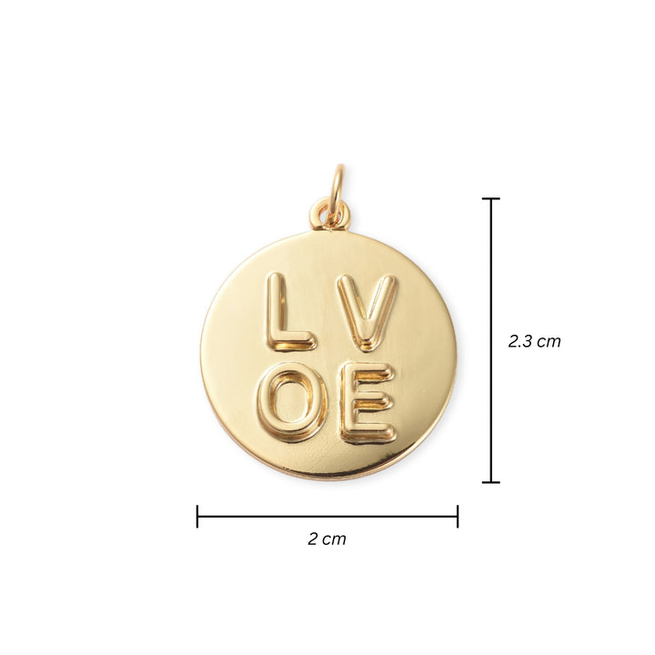 Medidas para Dije "LOVE" de chapa de oro