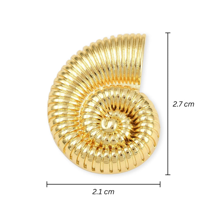 Medidas para Dije de caracol de chapa de oro dorado