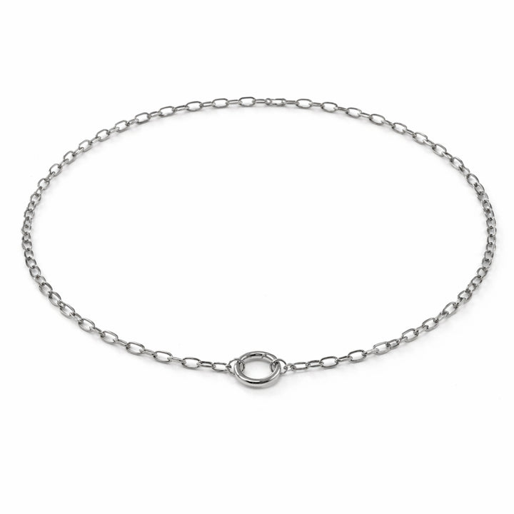 Detalles de Cadena plateada de acero inoxidable con broche circular de chapa de oro