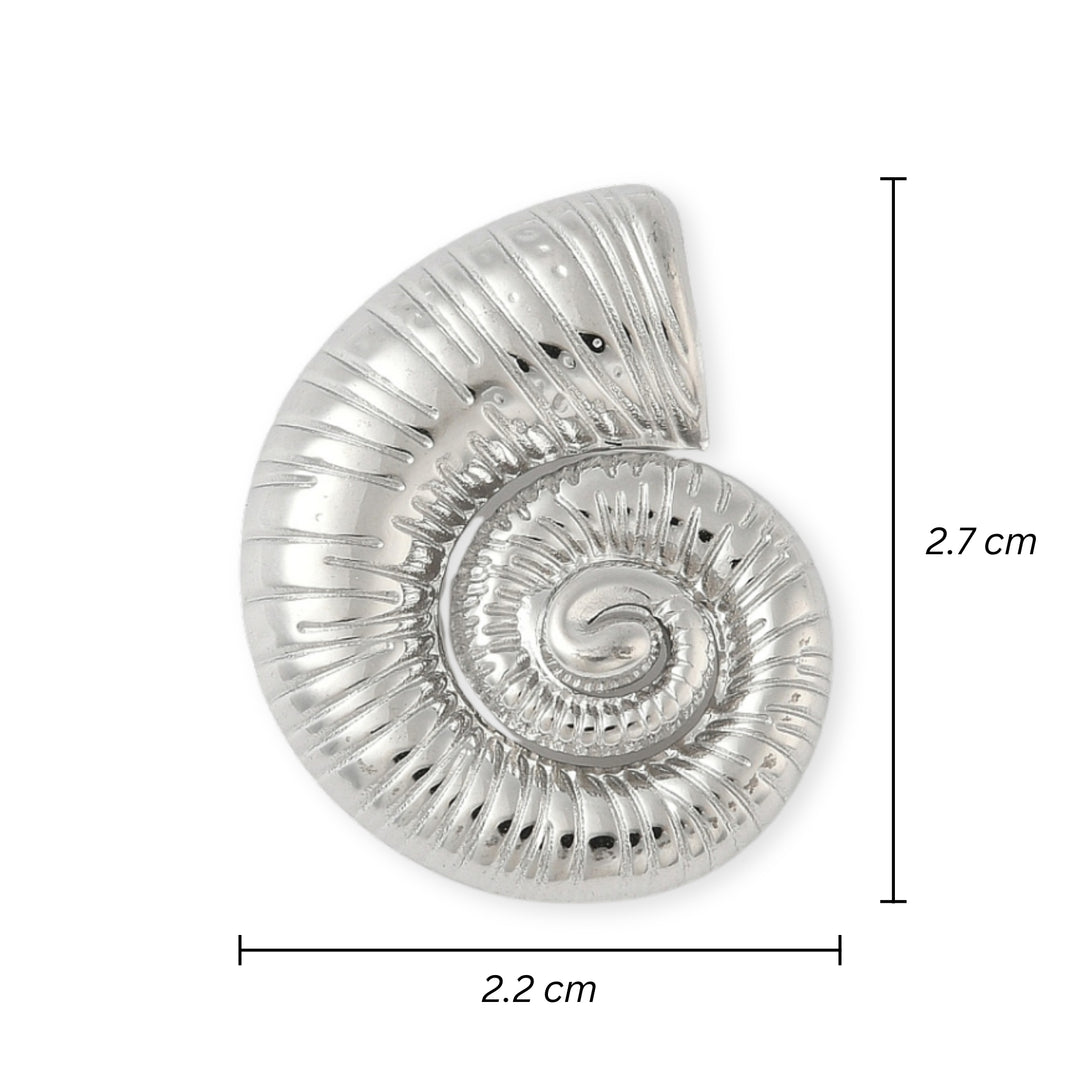 Medidas para Dije de caracol de acero inoxidable plateado