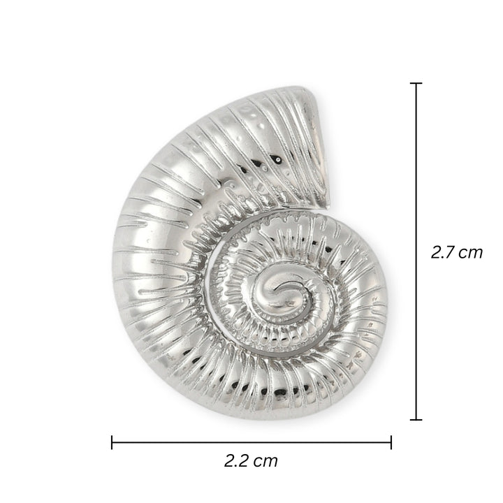 Medidas para Dije de caracol de acero inoxidable plateado