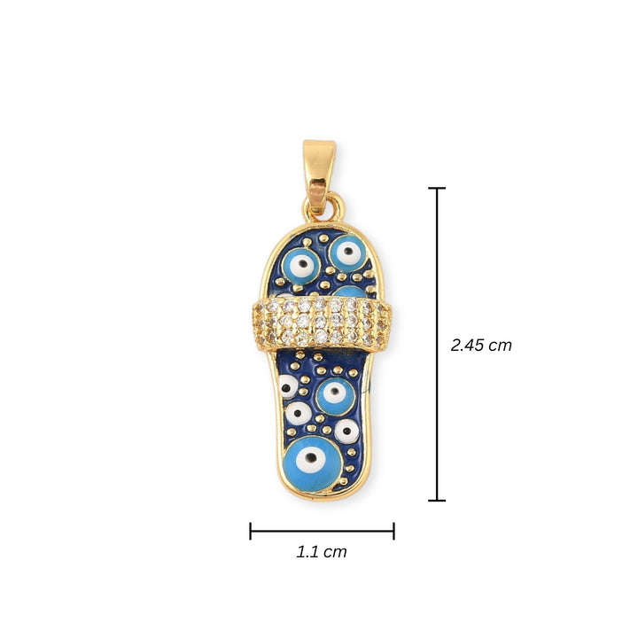 Medidas para Dije de sandalia con ojos de chapa de oro con zirconia y esmalte