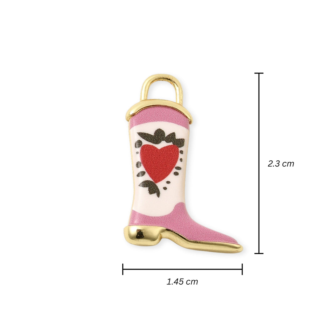 Medidas para Dije de bota de chapa de oro cubierta con esmalte