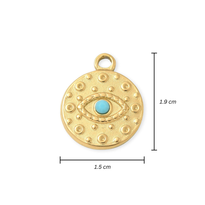 Medidas para Dije circular de ojo de acero inoxidable con esmalte