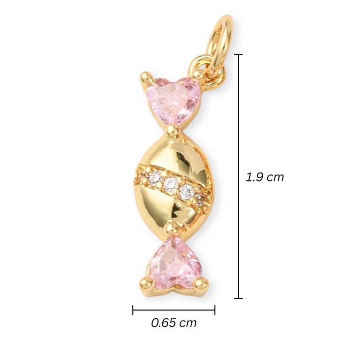 Medidas para Dije de dulce de chapa de oro con zirconia