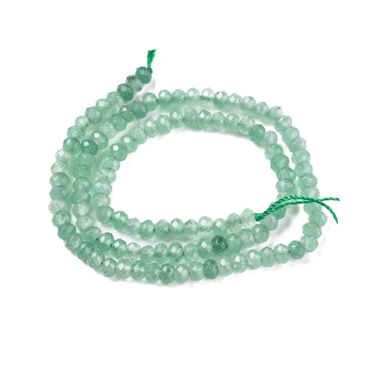 Tira de jade rondel facetado de 4 mm para joyería