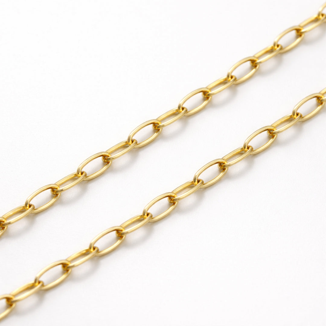 Detalles de Cadena de chapa de oro con broche ovalado