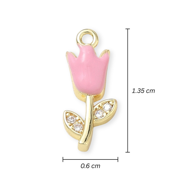 Medidas para Dije de flor de chapa de oro con esmalte
