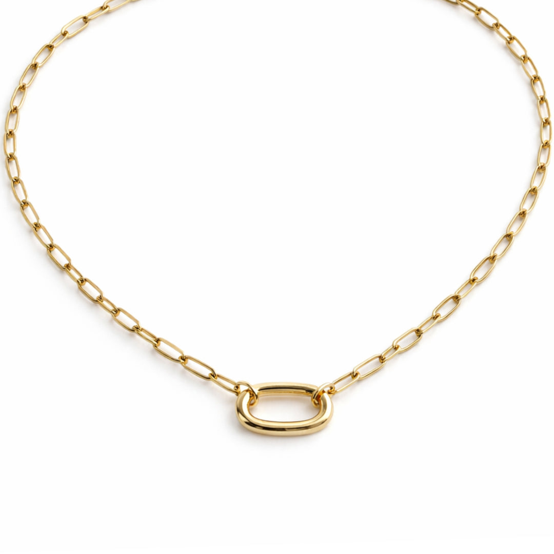 Cadena de chapa de oro con broche ovalado