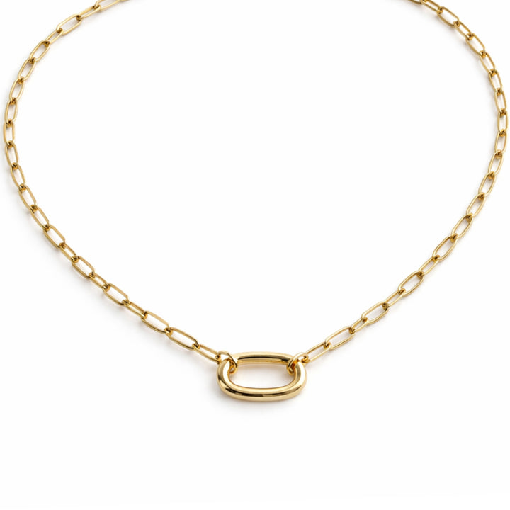 Cadena de chapa de oro con broche ovalado