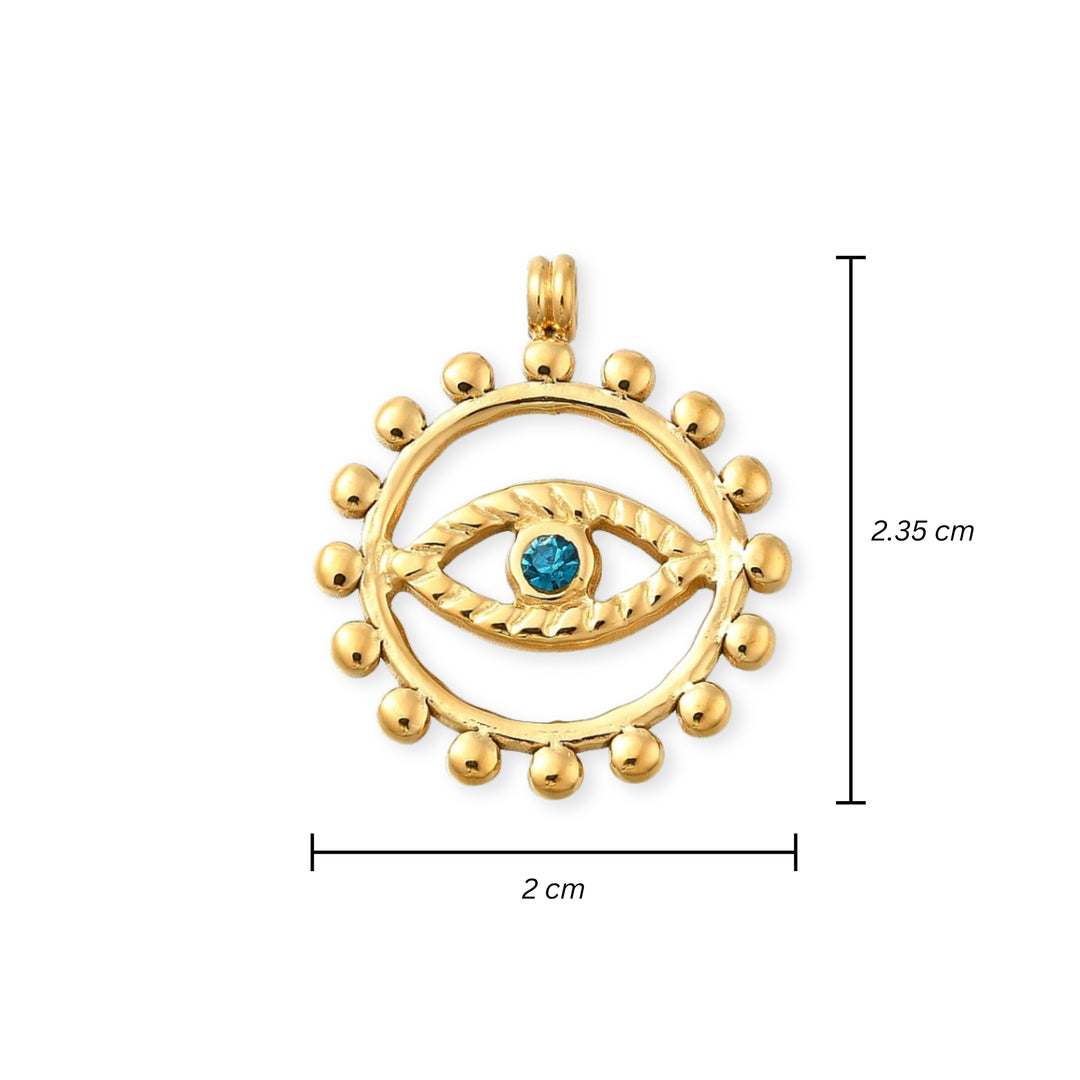 Medidas para Dije de corazón de ojo de acero inoxdiable con zirconia