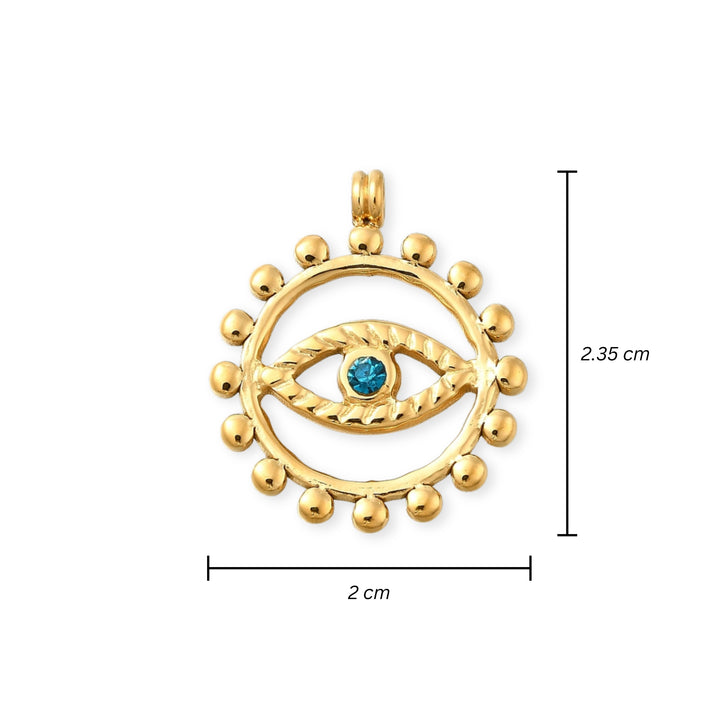 Medidas para Dije de corazón de ojo de acero inoxdiable con zirconia