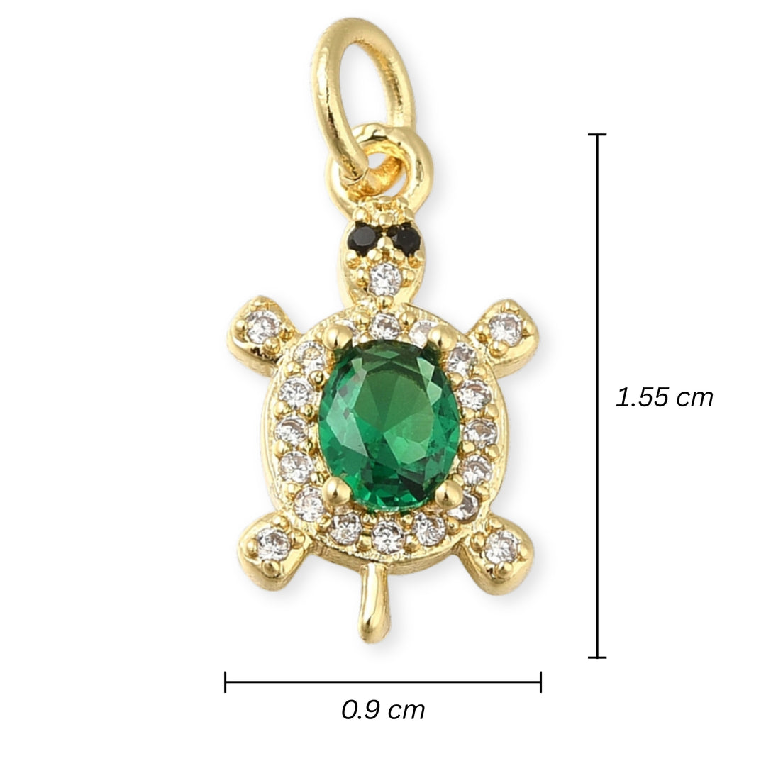 Medidas para Dije de tortuga de chapa de oro con zirconia