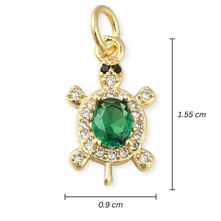 Medidas para Dije de tortuga de chapa de oro con zirconia