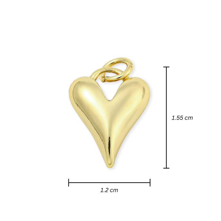 Medidas para Dije de corazón de chapa de oro