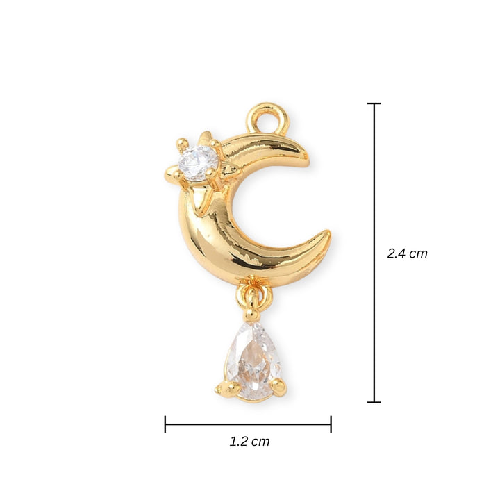 Medidas para Dije de luna de chapa de oro con zirconia
