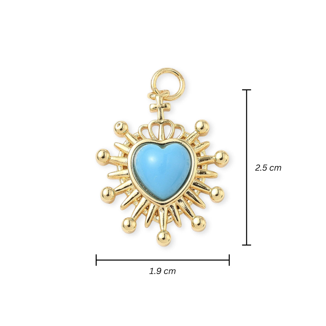 Medidas para Dije de corazón de chapa de oro con esmalte