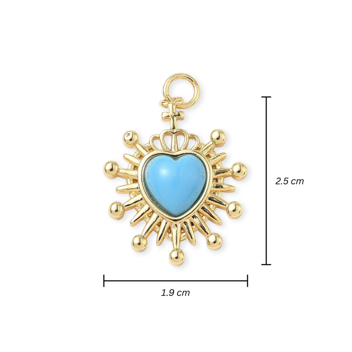 Medidas para Dije de corazón de chapa de oro con esmalte