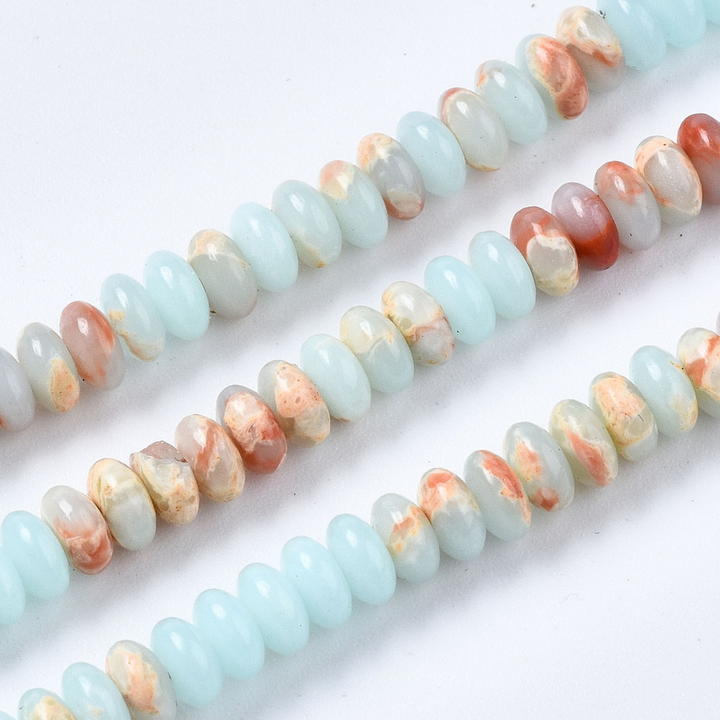 Tira de cuentas de jaspe Aqua Terra sintético rondel para joyería