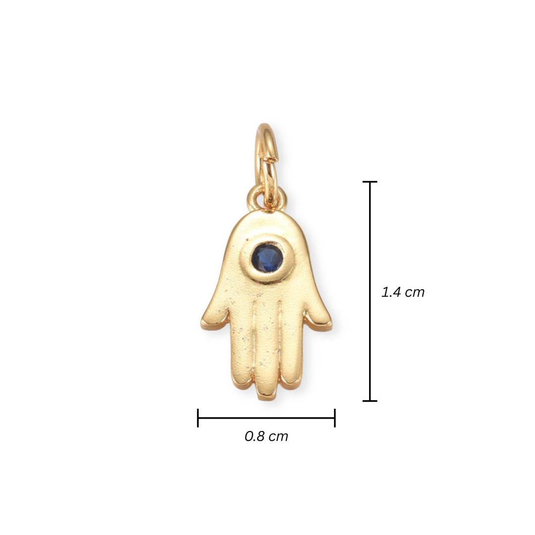 Medidas para Dije de mano de fátima de chapa de oro con zirconia