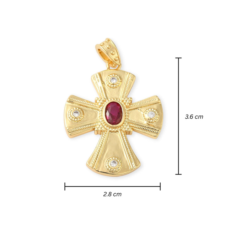 Medidas para Dije de cruz de chapa de oro con zirconia