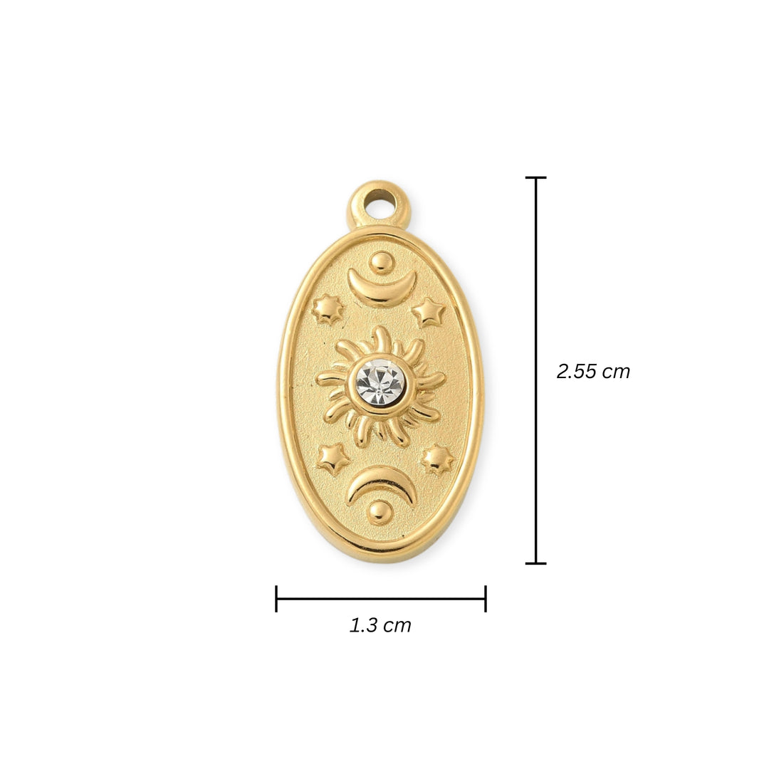 Medidas para dije ovalado de acero inoxidable con zirconia