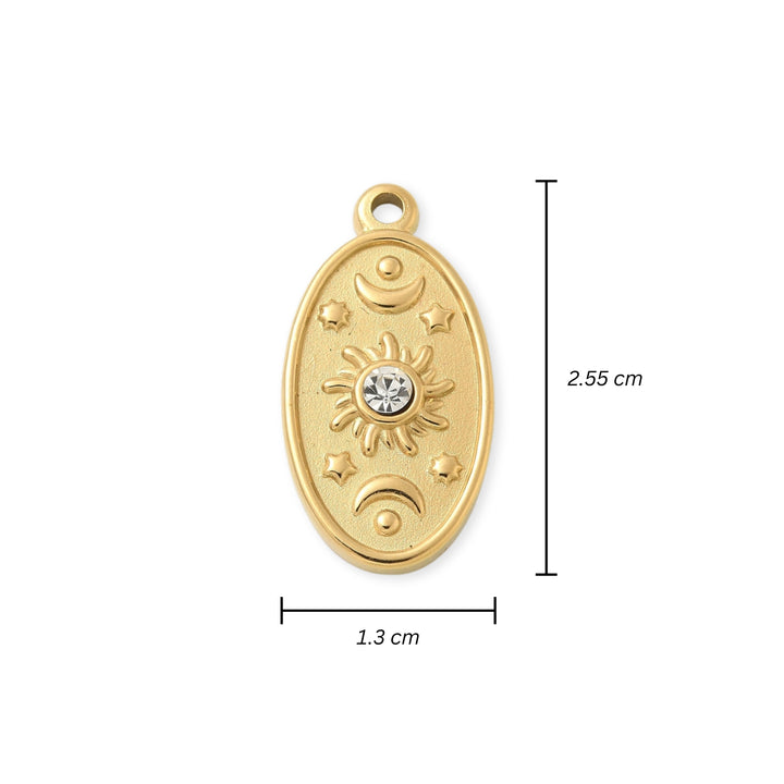 Medidas para dije ovalado de acero inoxidable con zirconia