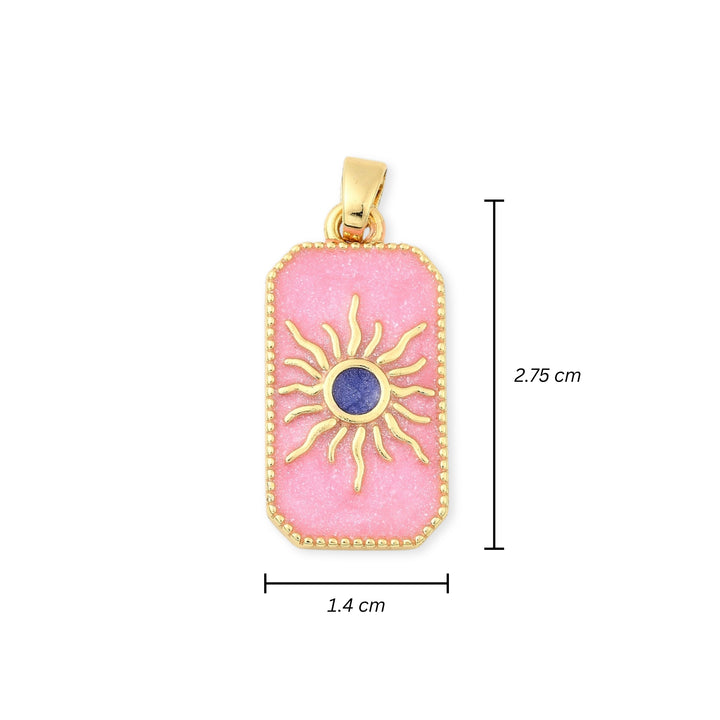 Medidas para Dije rectangular de sol de chapa de oro con esmalte