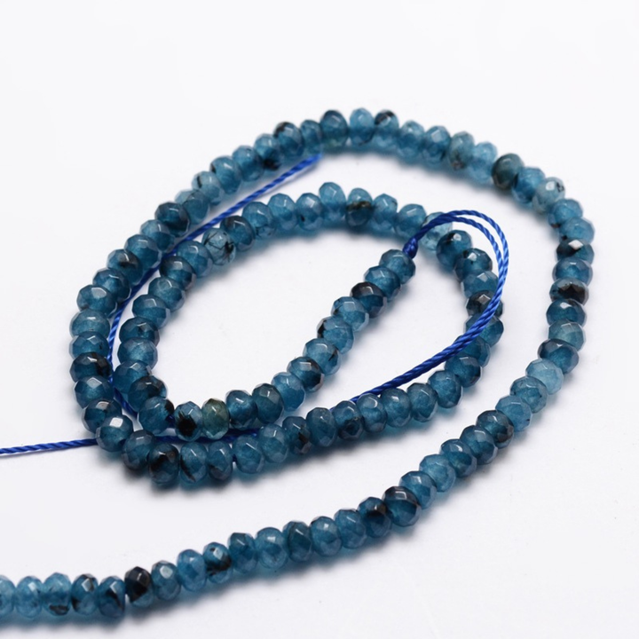 Tira de jade rondel facetado de 4 mm para joyería