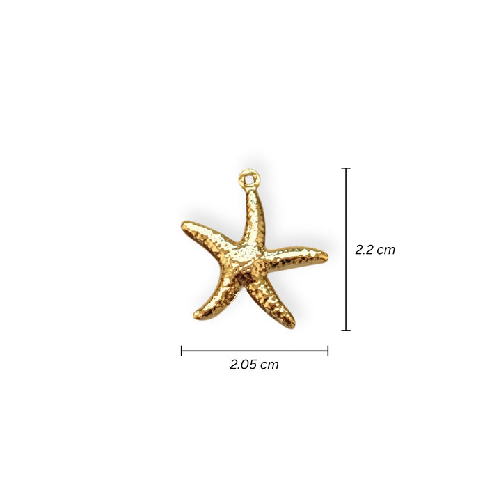 Medidas para dije dorado en forma de estrella de mar