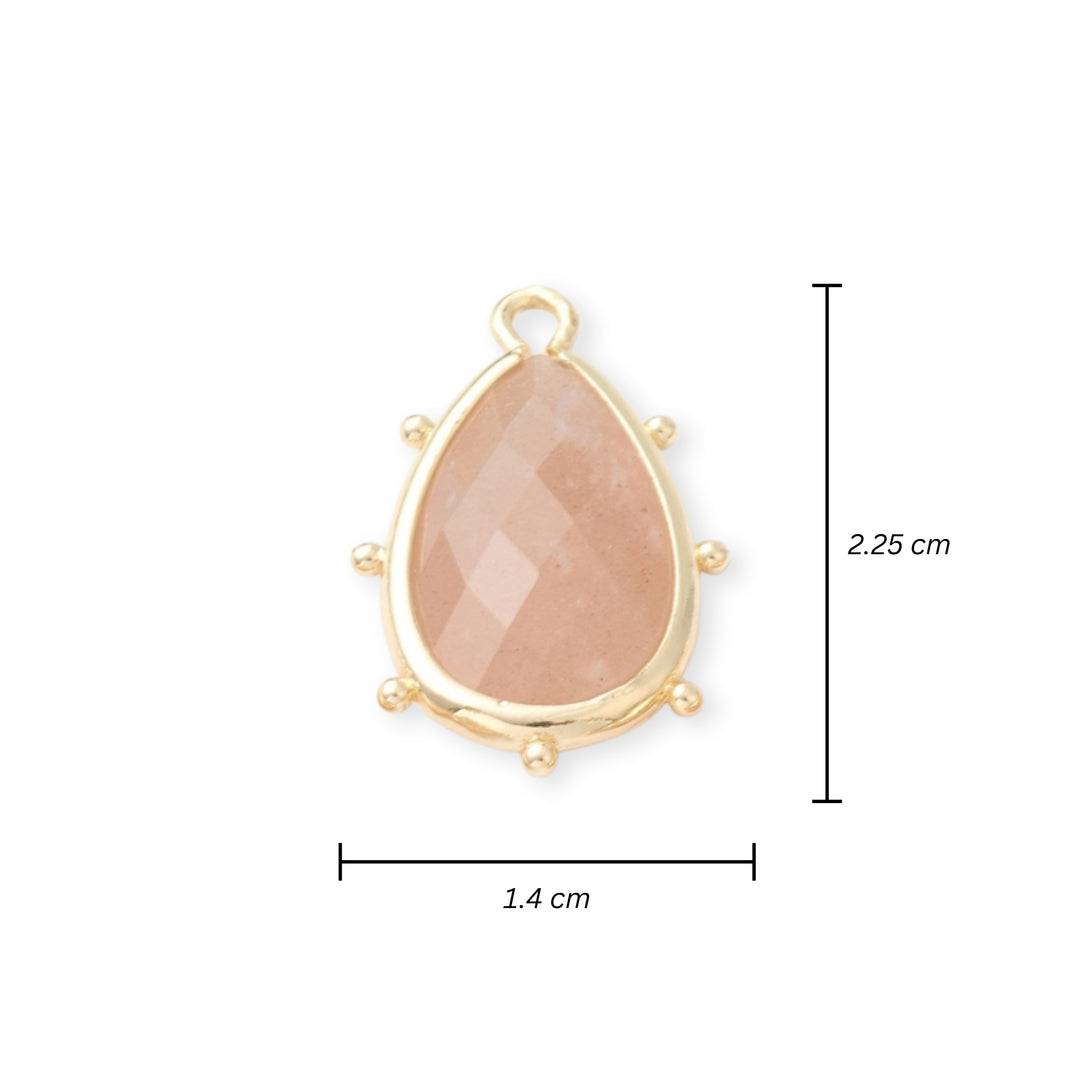 Medidas para Dije de gota de piedra solar con base de chapa de oro