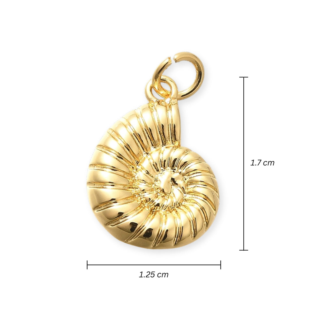 Medidas para Dije caracol en chapa de oro con acabado brillante