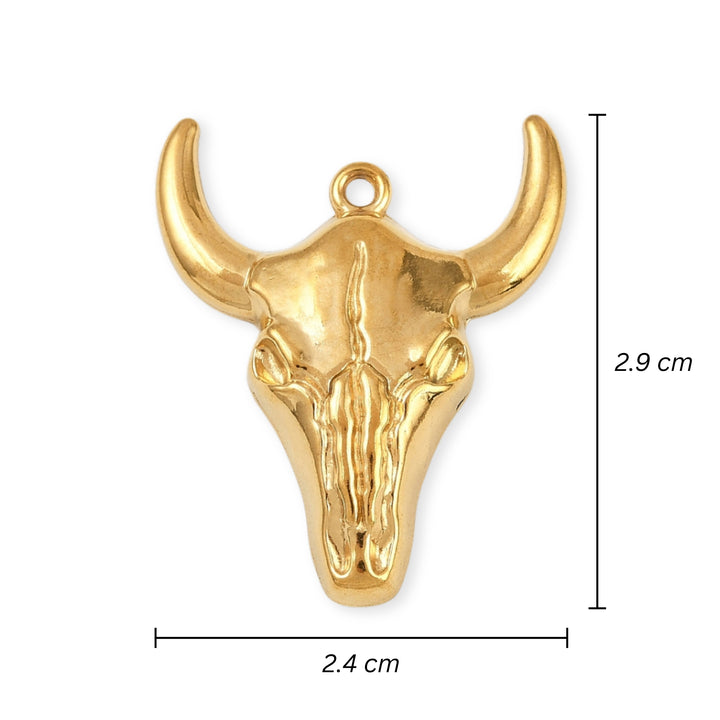 Medidas para Dije de acero inoxidable en forma de cabeza de toro