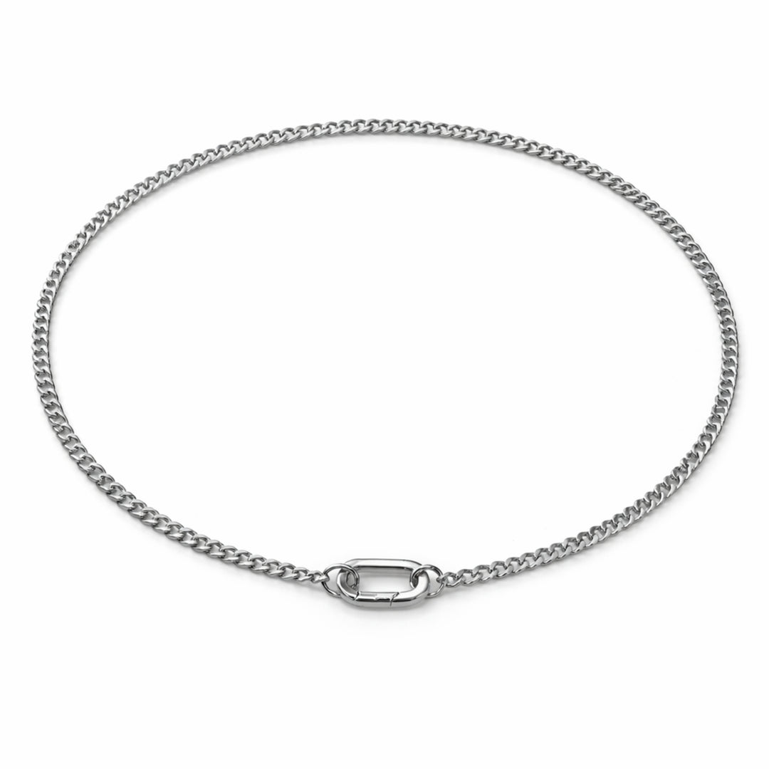 Detalles de Cadena plateada de acero inoxidable con broche ovalado de chapa de oro