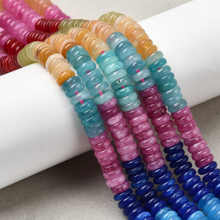 Detalles de Tira de jade rondel natural de 6.5 mm para joyería
