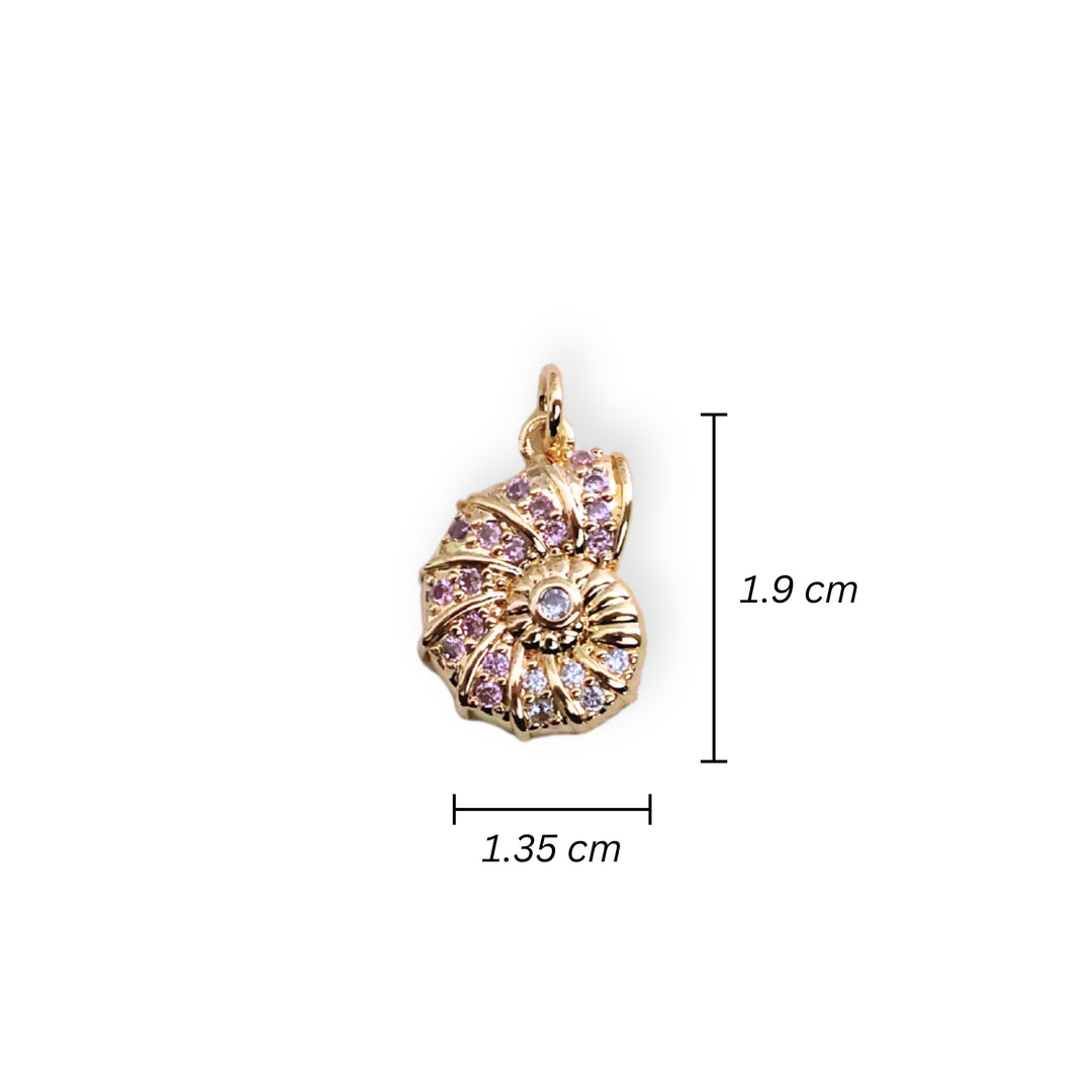 Medidas para dije caracol en chapa de oro con zirconia brillante