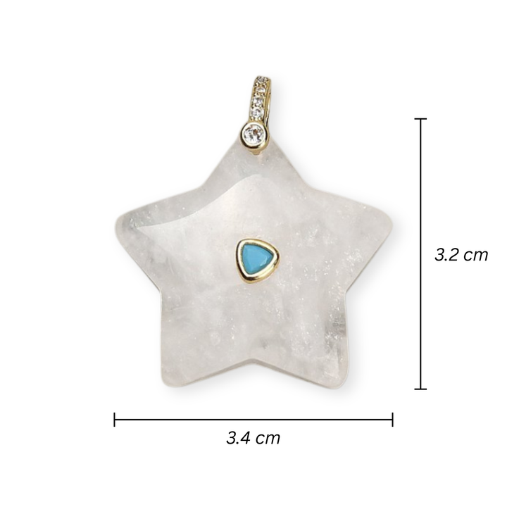Medidas para Dije de cuarzo natural en forma de estrella para joyería