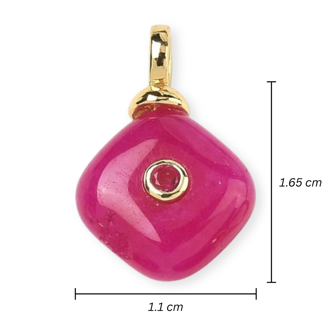 Medidas para Dije en forma de rombo de piedra natural con zirconia