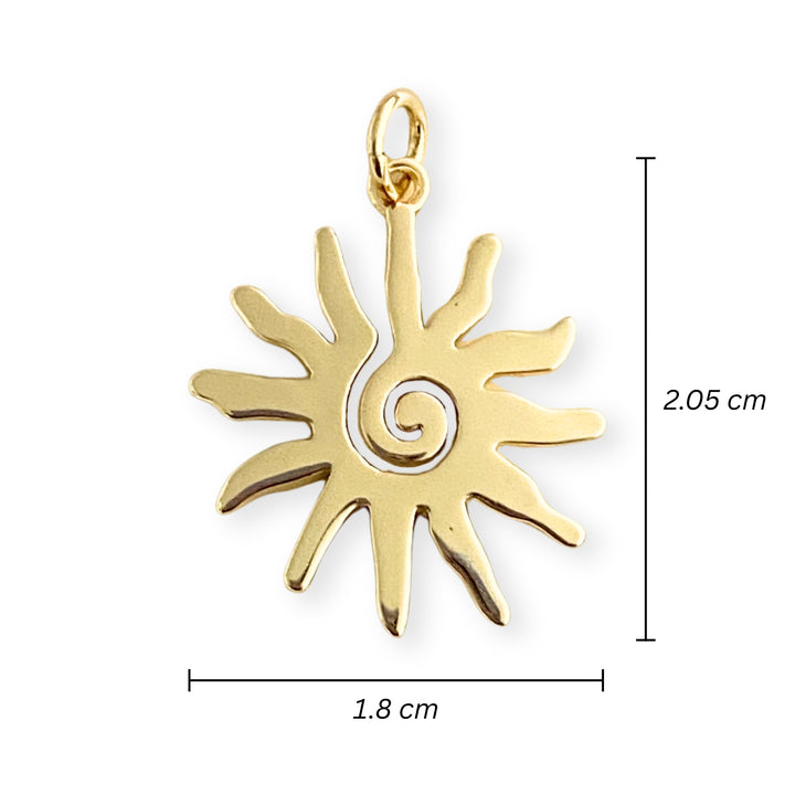 Medidas para Dije de sol de chapa de oro