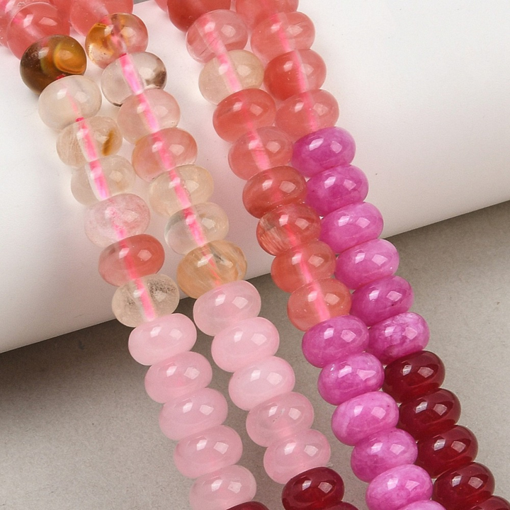 Tira de cuentas de jade y cuarzo cereza de 8 mm para joyería