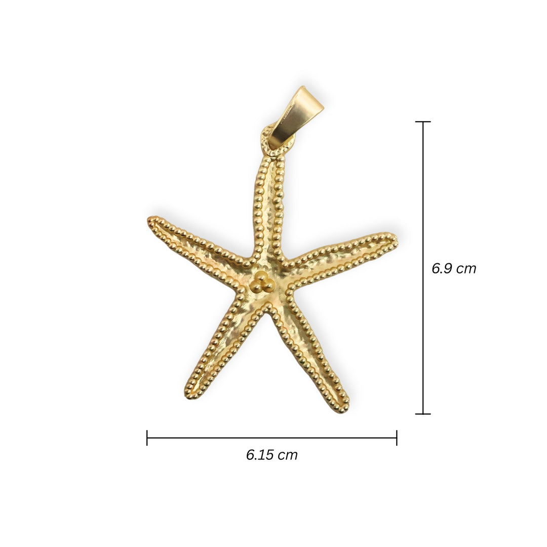 Medidas para dije estrella de mar grande en chapa de oro con acabado mate
