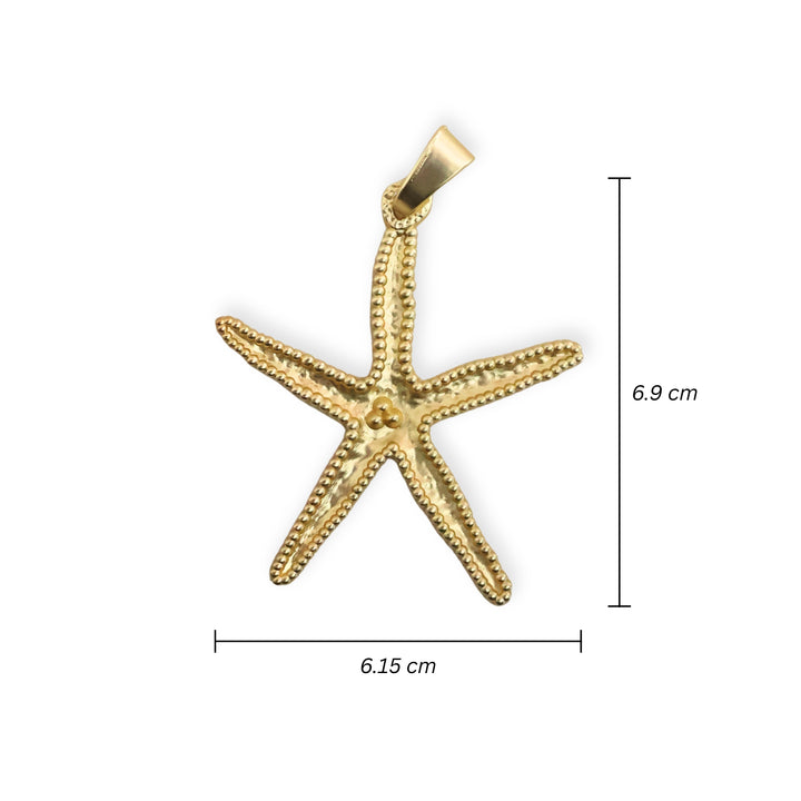 Medidas para dije estrella de mar grande en chapa de oro con acabado mate