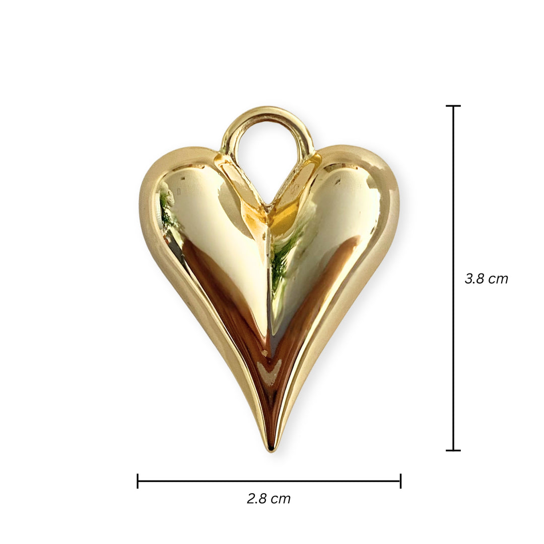 Medidas para Dije de corazón de chapa de oro