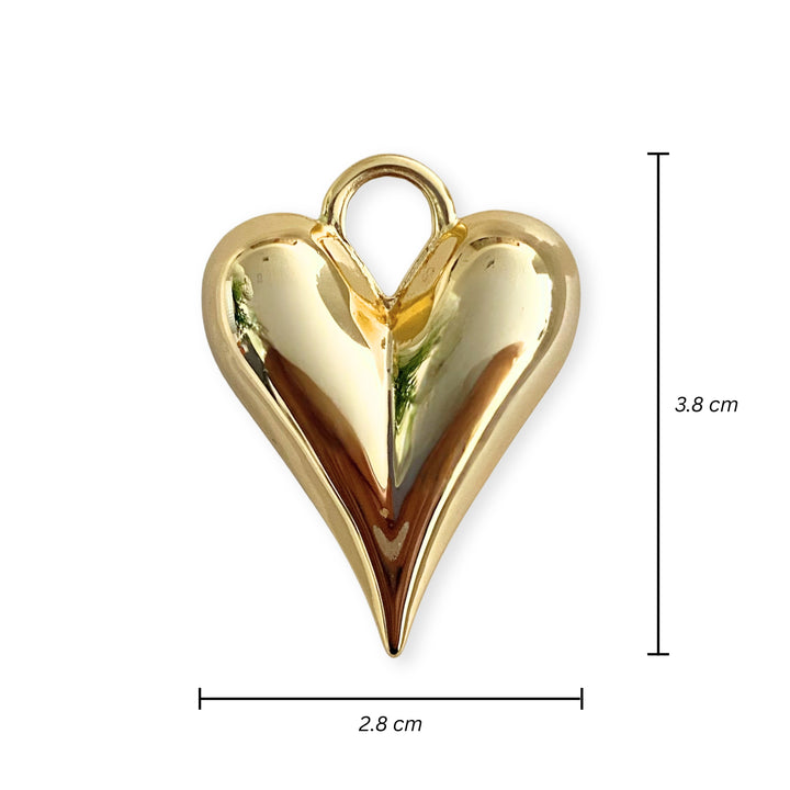 Medidas para Dije de corazón de chapa de oro