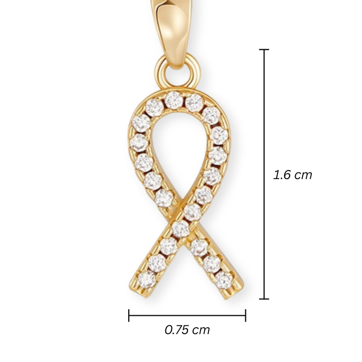 Medidas para Dije de listón de chapa de oro con zirconia