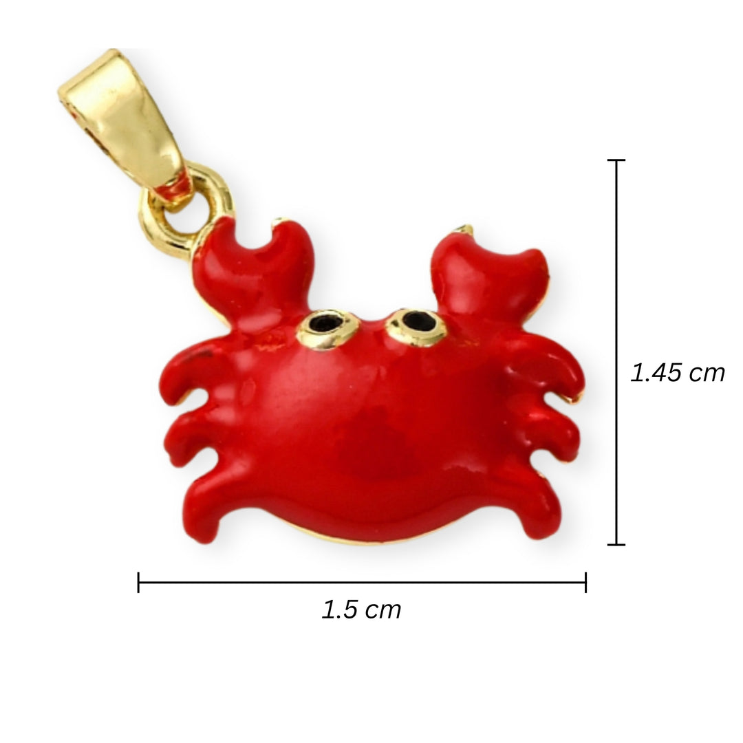 Medidas para Dije de cangrejo de chapa de oro con esmalte